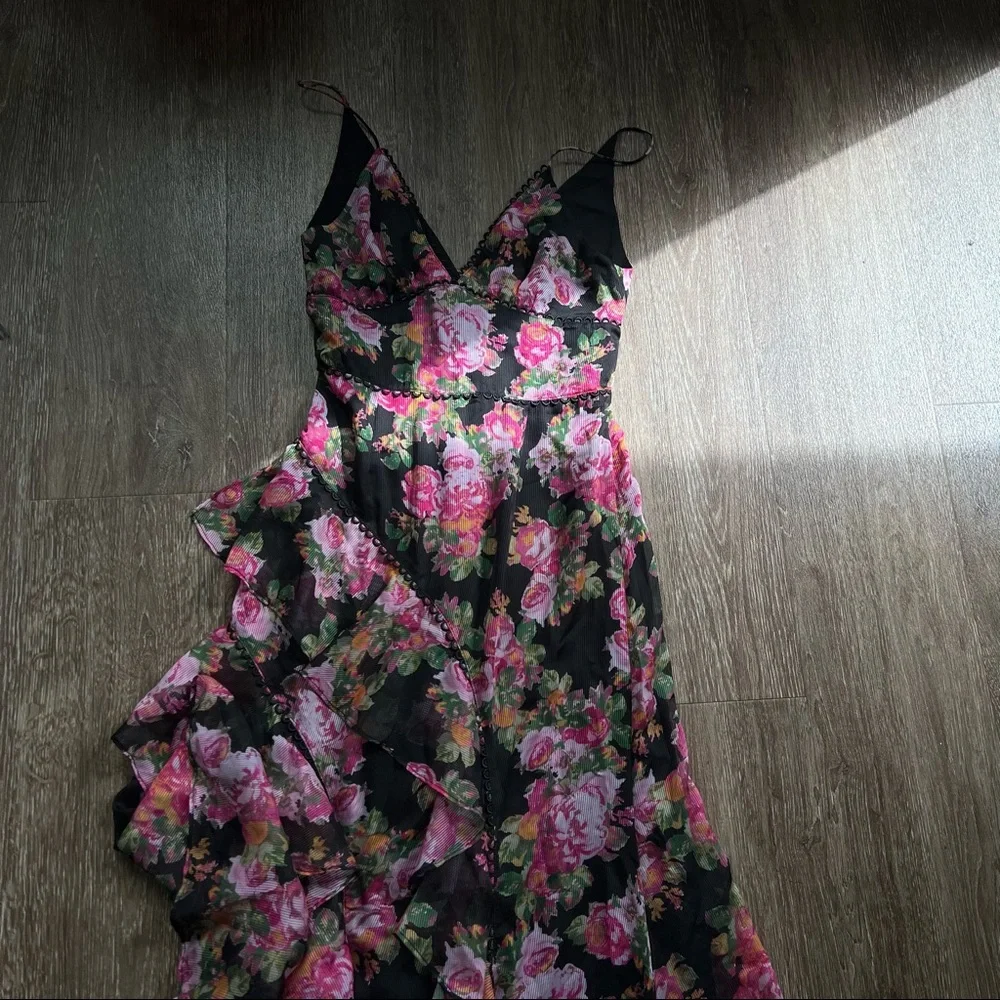 KEEPSAKE the Label Floral Midi Dress - Black and Pink - Picture 3 of 6